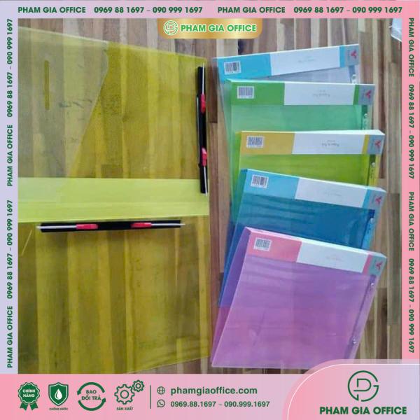bìa 2 lò xo trong suốt có file kẹp vĩnh cường